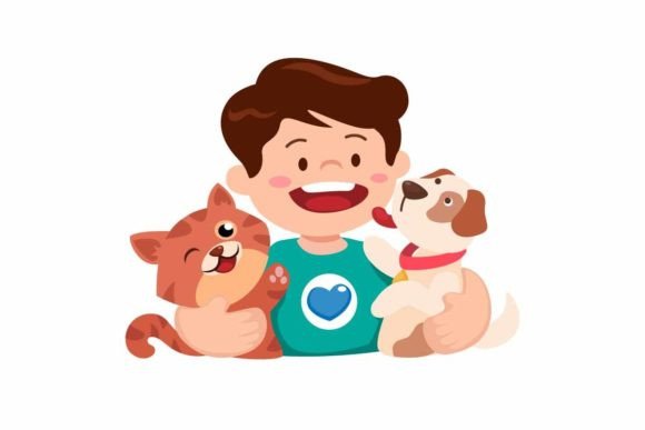 Boy with Kitten and Puppy: A Typeface with Heart