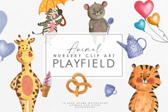 Charming Watercolor Animal Nursery Clipart for Creative Projects