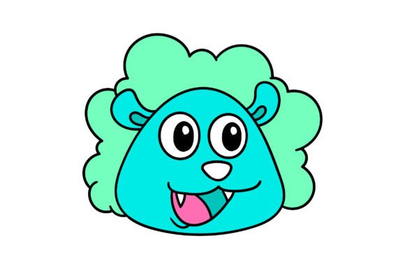 Curly Haired Female Animal Head Emoticon: A Playful Design Asset
