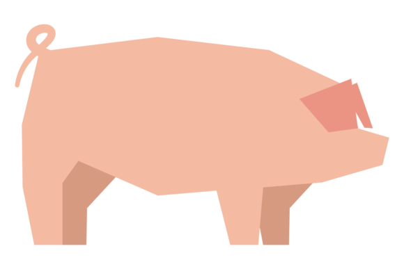 Pig Icon: Pink Farm Animal in Polygonal Style