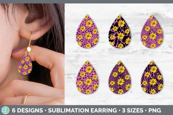 Pink Animal Print Teardrop Earring: A Sublimation Design Asset