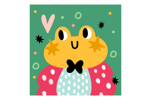 The Charm of the Lovely Frog Card: A Cute Animal Square Print