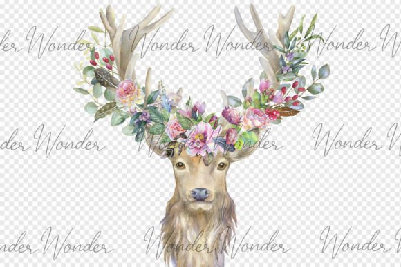 Watercolor Deer Clip Art: Your Floral Animal Design Asset